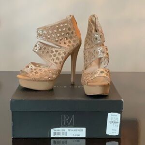 Gold Suede Women's Heels